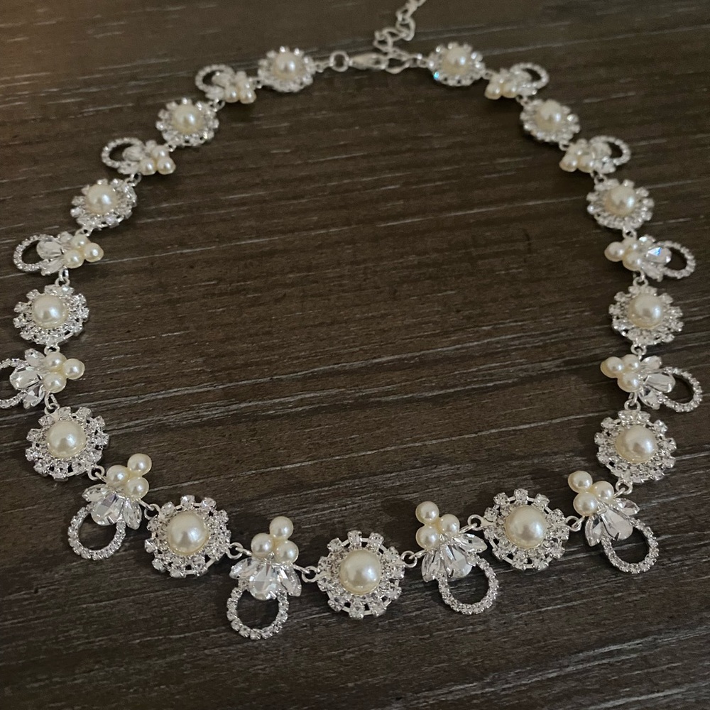 Faux-Pearl and Rhinestone Necklace